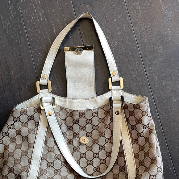 Gucci GG monogram Canvas leather Web beige/cream hobo Tote Bag classic - Picture 13 of 16